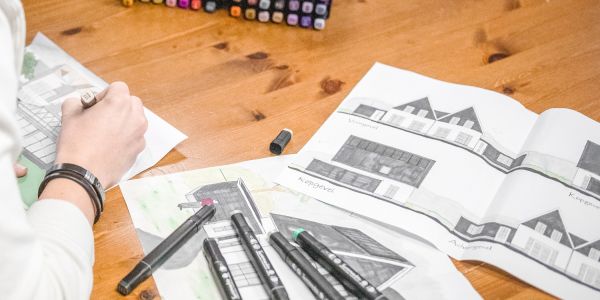 Verschillende soorten dakpannen in een presentatierek in de showroom van Van Wiggen Bouw in Vianen